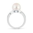 thumbnail image 2 of Angara Solitaire Freshwater Cultured Pearl Bypass Ring with Diamonds in 14K White Gold for Women | June Birthstone Jewelry for Her, 2 of 8