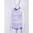 thumbnail image 3 of Ocealan Girls Modern Jazz Hiphop Dance Costume Sequins Halter Ruffles Leotard Dress Lavender 8, 3 of 7