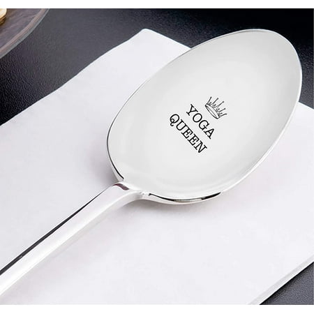 

Gift for Yoga Teachers - Yoga Queen Spoon Gift for Yoga Lovers | Appreciation Gift for Daughter / Sister - Engraved Spoon Gift 7 Inch
