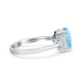 thumbnail image 2 of Emerald Cut Art Deco Wedding Engagement Ring Baguette Simulated Aquamarine CZ 925 Sterling Silver Size 9, 2 of 5