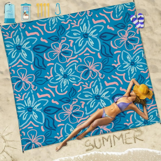 Manta de playa Famstar, 198 x 206 cm, impermeable a la arena