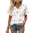 thumbnail image 2 of Womens Summer Tops Short Sleeve V Neck Shirts Casual Dressy Summer Blouses Tunic Top, 2 of 6
