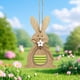 thumbnail image 5 of Colgante festivo de Pascua con forma de corazón y conejo de madera, 5 of 5