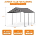 thumbnail image 6 of U-HOMY 10x20 FT Portable Outdoor Garage (Grey/White) - Heavy Duty Carport with UV Protected Tarp Shelter Cover for Car & Boat, 6 of 7