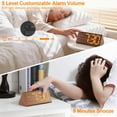 thumbnail image 6 of Onekawa Alarm Clock for Bedroom, Wooden Digital Alarm Clocks with Large Big Numbers,Super Loud Alarm Clocks for Heavy Sleepers with USB Charging Port, 6 of 8