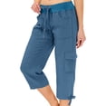 thumbnail image 2 of Women's Cargo Capris Lightweight Quick Dry Hiking Travel Summer Casual Cropped Pants with Pockets Royal Blue S, 2 of 6