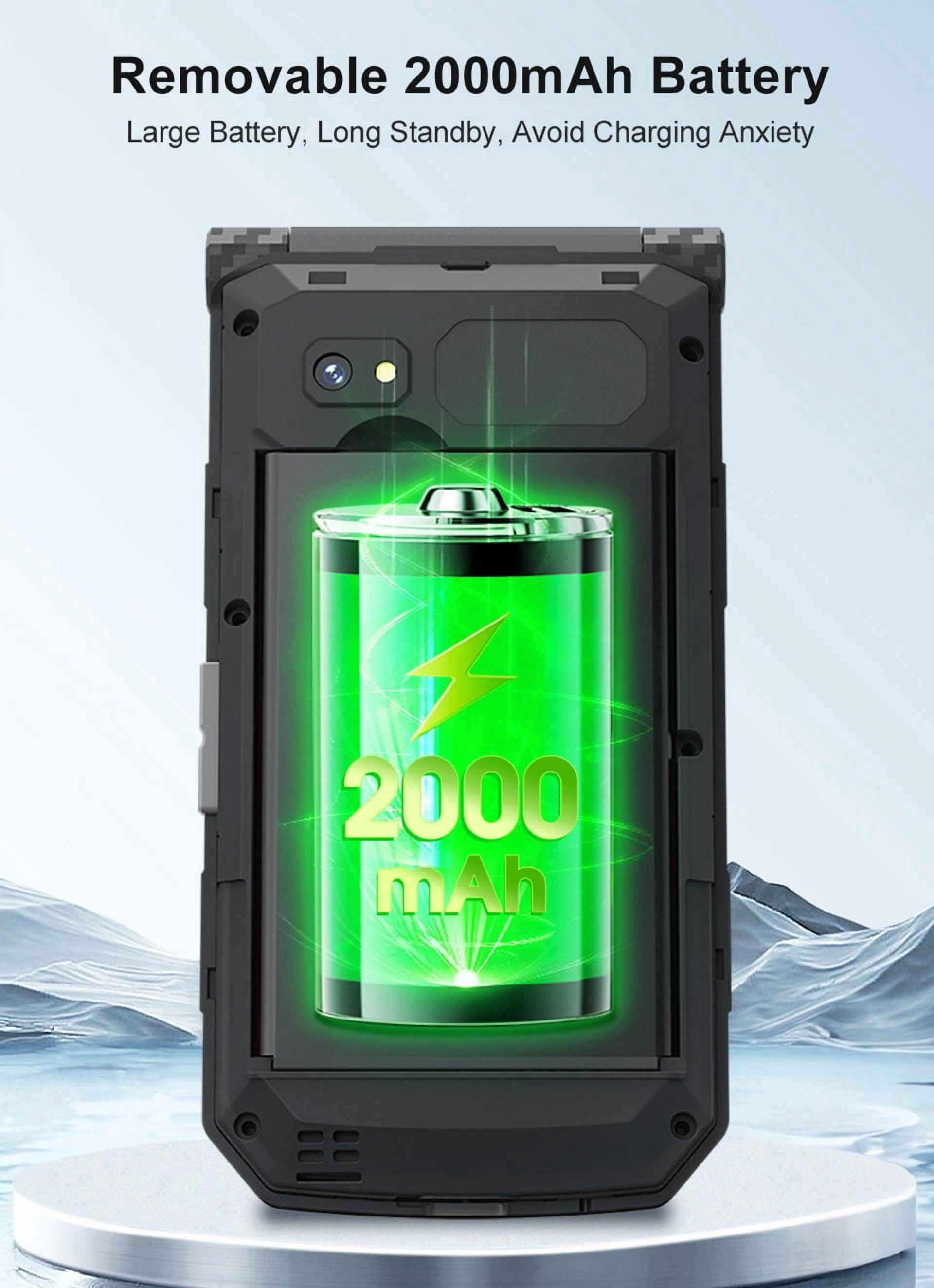 UNIWA X29 Rugged Flip GSM Cellphone 2.8" +1.77" Dual Screen Mobile Phone Big Push-Button Telephone for Elderly (Green)
