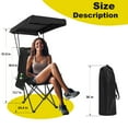 thumbnail image 2 of Young Wood Portable Camping Chair with Shade Canopy and Side Pocket Design, Black, 1pc, 2 of 7