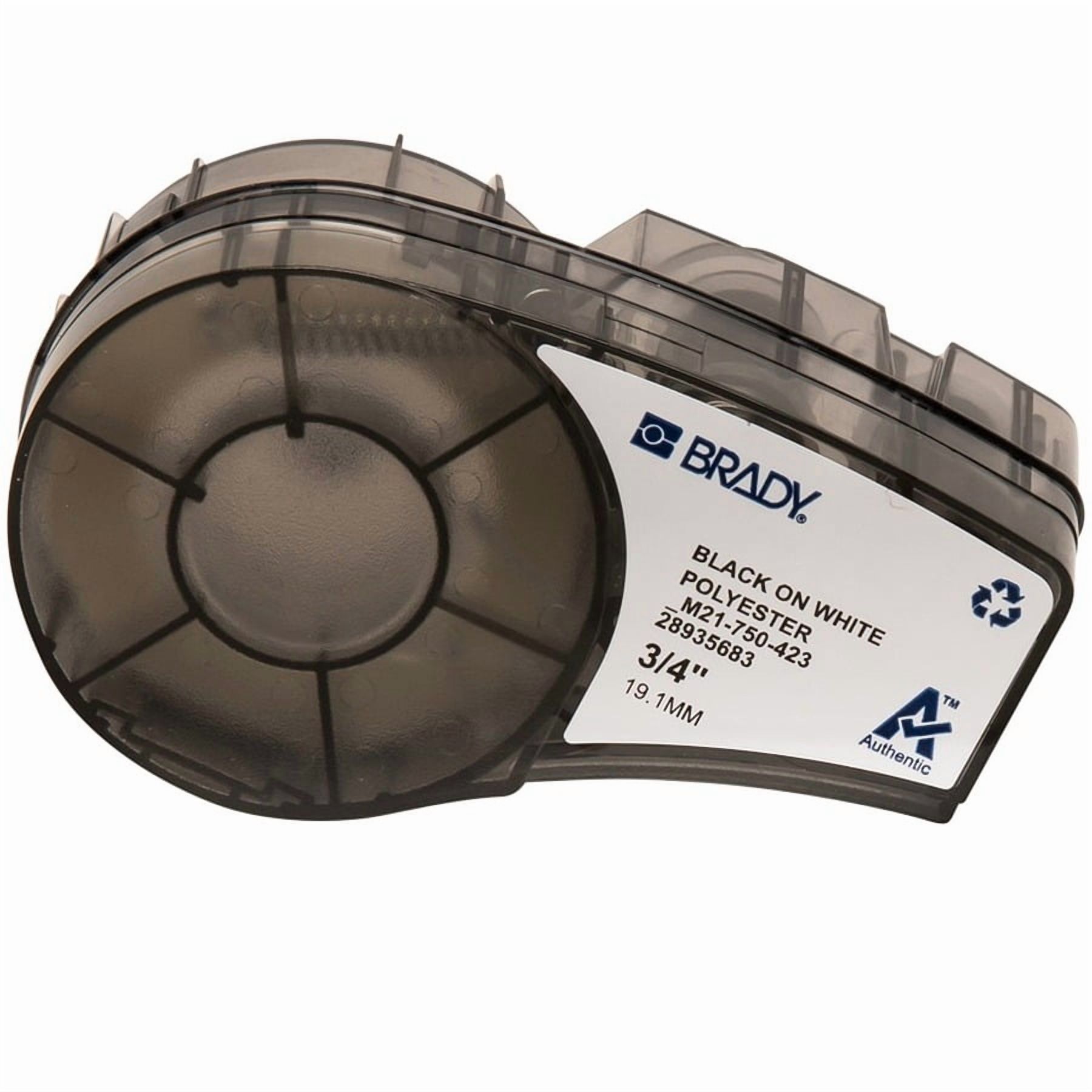 Brady Label Maker Tape, 0.75" x 21 ft, Black on White
