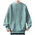 thumbnail image 3 of KKBOTIVE Knit Sweater for Mens, Casual Pullover Long Sleeve Crew Neck Sweater Coat Jacket Loose Fit Top Men's Fashion ( Blue Size: XXXL ), 3 of 5