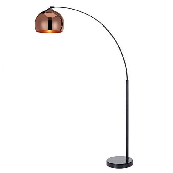 Teamson Home Curved Arquer Floor Lamp Modern Lighting - Rose Gold / Black Marble