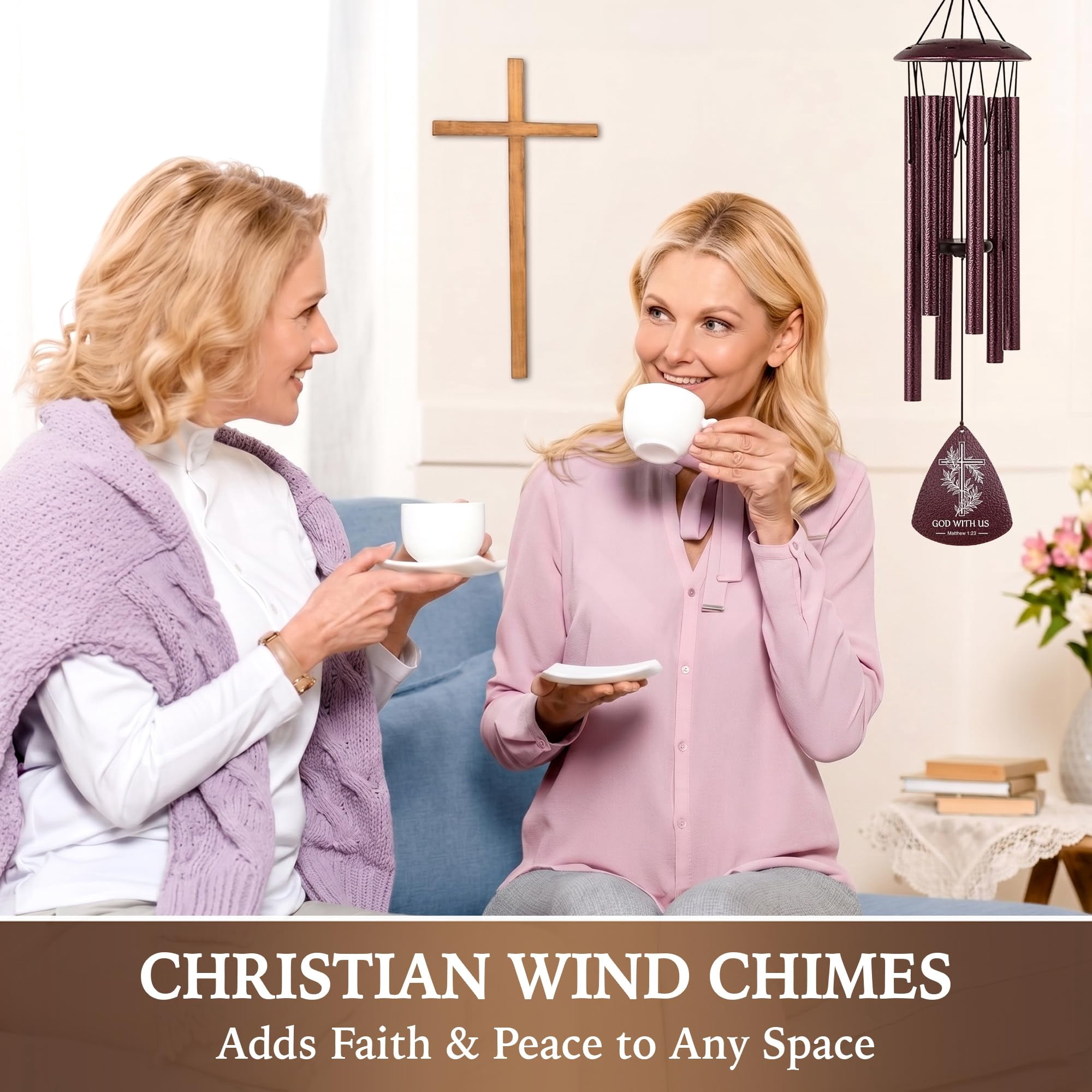 Wind Chimes For Outside  33.5" Verse Chime Birthday Gifts Women Religious Baptism Gift Men Friends Teacher Appreciation Mom