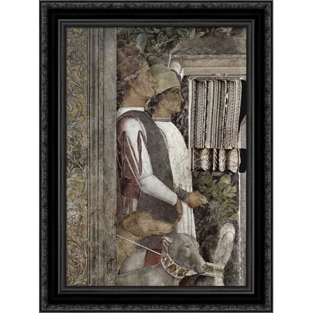 Scene waitingservant with dogs(fragment) 20x24 Black Ornate Wood Framed Canvas Art by Mantegna, Andrea