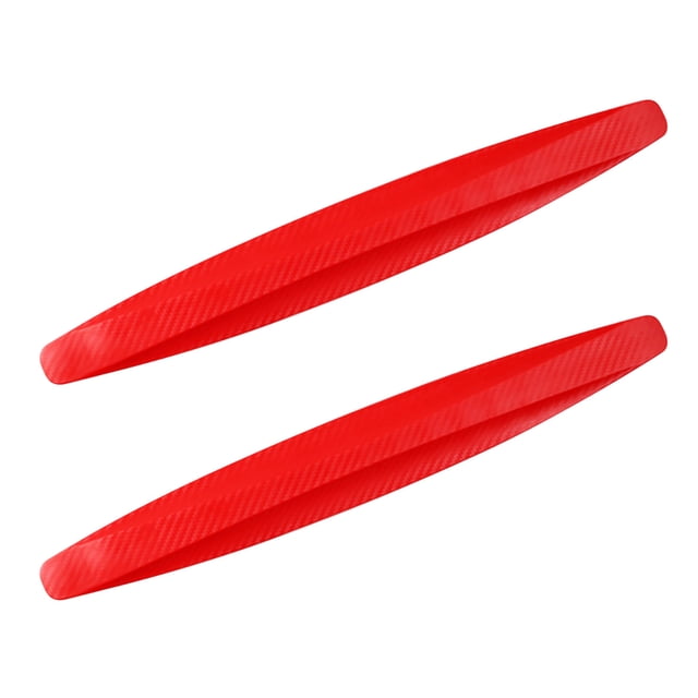 Carbon Fiber Car Anticollision Strip 2 Piece Set 16 in x 2 in PVC Rubber with Double-Sided Adhesive Tape for Front Rear Door Guard and Corner Protection