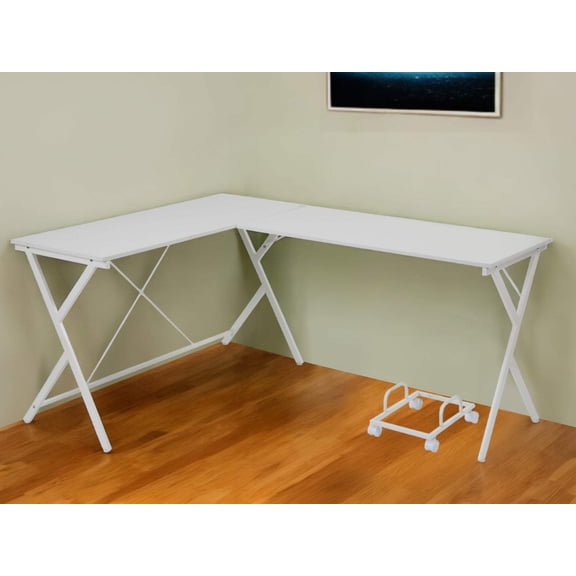 62" White L Shape Computer Desk