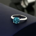 thumbnail image 3 of Gem Stone King 925 Sterling Silver London Blue Topaz Solitaire Engagement Ring for Women (1.70 Cttw, Round 7MM, Gemstone November Birthstone, Available in Size 5, 6, 7, 8, 9), 3 of 4