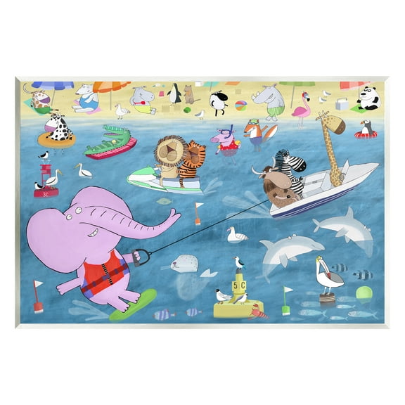 Stupell Industries Beach Sports Animals Animals & Insects Painting Unframed Art Print Wall Art, 15 x 10