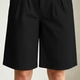 thumbnail image 7 of Cagogo Women's Straight Leg Bermuda Shorts Mid Rise Pockets Solid Casual Summer Regular Fit Cropped Pants Lounge Beach Travel Trousers, Black L, 7 of 7