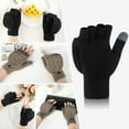 thumbnail image 3 of Woaeety 2Pcs  Winter Fingerless Gloves Mittens for Women Men Warm Wool Knitted Convertible Flip Top Mittens Cold WeatherBlack and Brown, 3 of 13