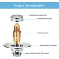 thumbnail image 4 of Bathroom Sink Stopper,Universal Basin Pop Up Bathroom Drain Stopper, for 1.1~1.5 in U.S. Standard Drain Holes, with Hair Catcher Anti Clogging Bathroom Sink Drain Strainer (Silver), 4 of 9