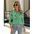 thumbnail image 4 of Zeagoo Women Blouses 3/4 Length Sleeve Loose Shirts Cute Spring Summer Blouses Pleated Floral Tunics Crewneck Clothes, 4 of 5