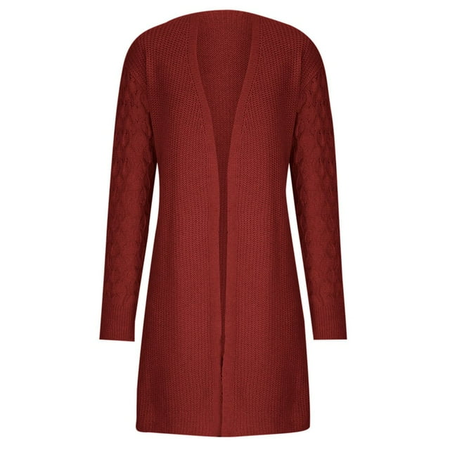 JUNWELL Cardigans pour Femmes Chandails pour Femmes à Manches Longues à devant Ouvert Cardigans en Grosse Maille Chandails Drapés Manteau avec Poches Offres des Fêtes en Liquidation