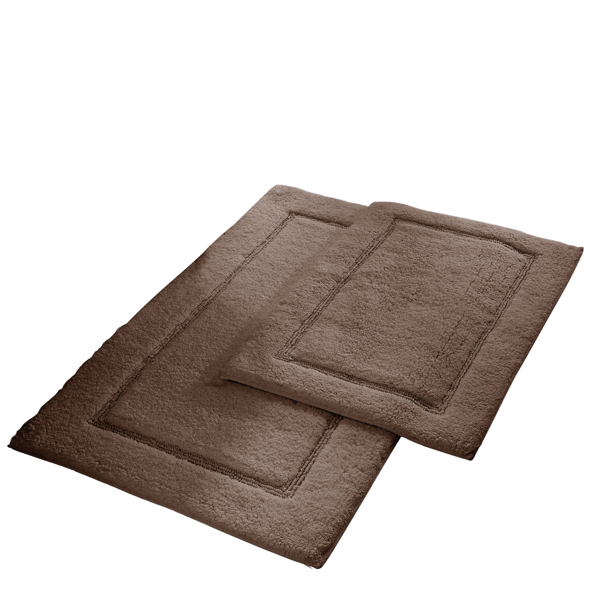 Modern Threads Non-Slip Bath Rug Set, Brown 100% Cotton, 17" x 24" & 21" x 34", (2 Pack)