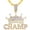 Gold, variant on Hip Hop Fashion Iced Rapper King Crown CHAMP Bling Pendant 20" 14k Gold Plated Rope Chain HC 1292 G (20" Rope Chain)