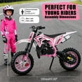 thumbnail image 2 of Kolpty Dirt Bike, 49cc 2-Stroke Kids Dirt Bike, Gas Power Motocross, Off Road Mini Motorcycle, Children Pocket Motorbike with Front Rear Disc Brakes, Pull Start, 2 of 15