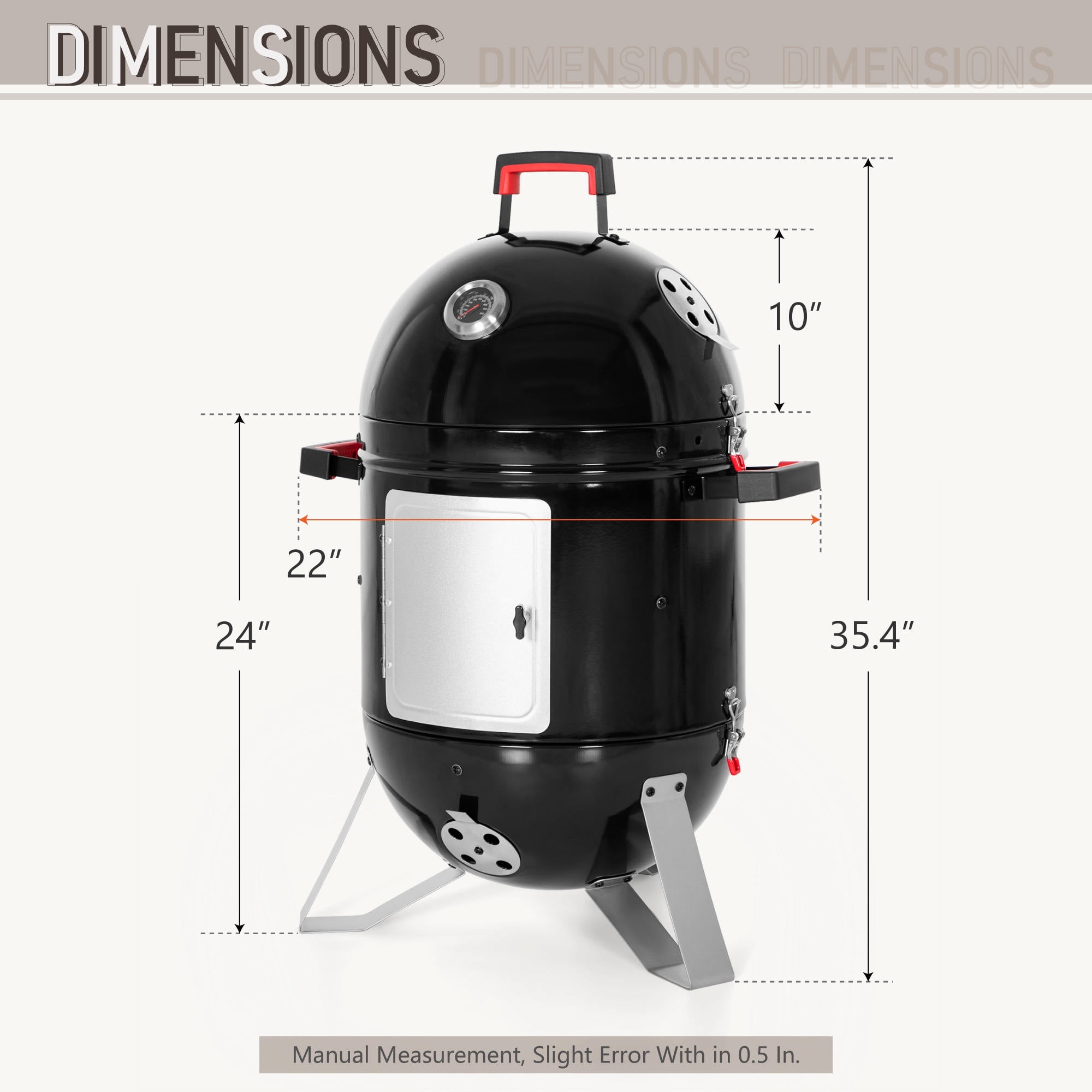 Summit Living 18-inch Vertical Charcoal Smoker Grill with