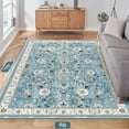 thumbnail image 5 of MJIAexp 5'x7' Moroccan Area Rug Washable Bedroom Rug Vintage Boho Area Rug Non-Slip Accent Throw Rug Stain Resistant Floor Carpet for Kitchen Entryway Living Room Office Floral Blue, 5 of 13