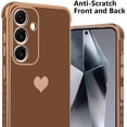 thumbnail image 4 of Compatible with Samsung S24 5G Case for Women Girl, Plating Edge Cute Love Heart Soft TPU Bumper with 4 Corners Shockproof Protection Phone Case Cover for Galaxy S24 5G(Brown), 4 of 12
