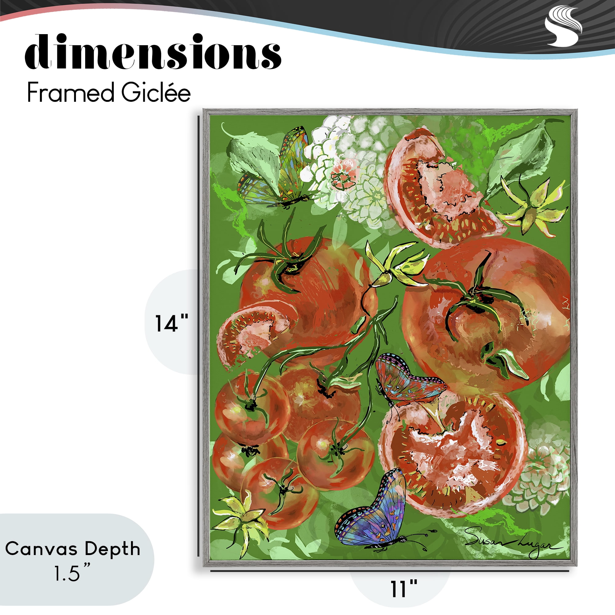 Stupell Industries Tomatoes Swirl Collage Gray Framed Giclee Art, design by Susan Lugar