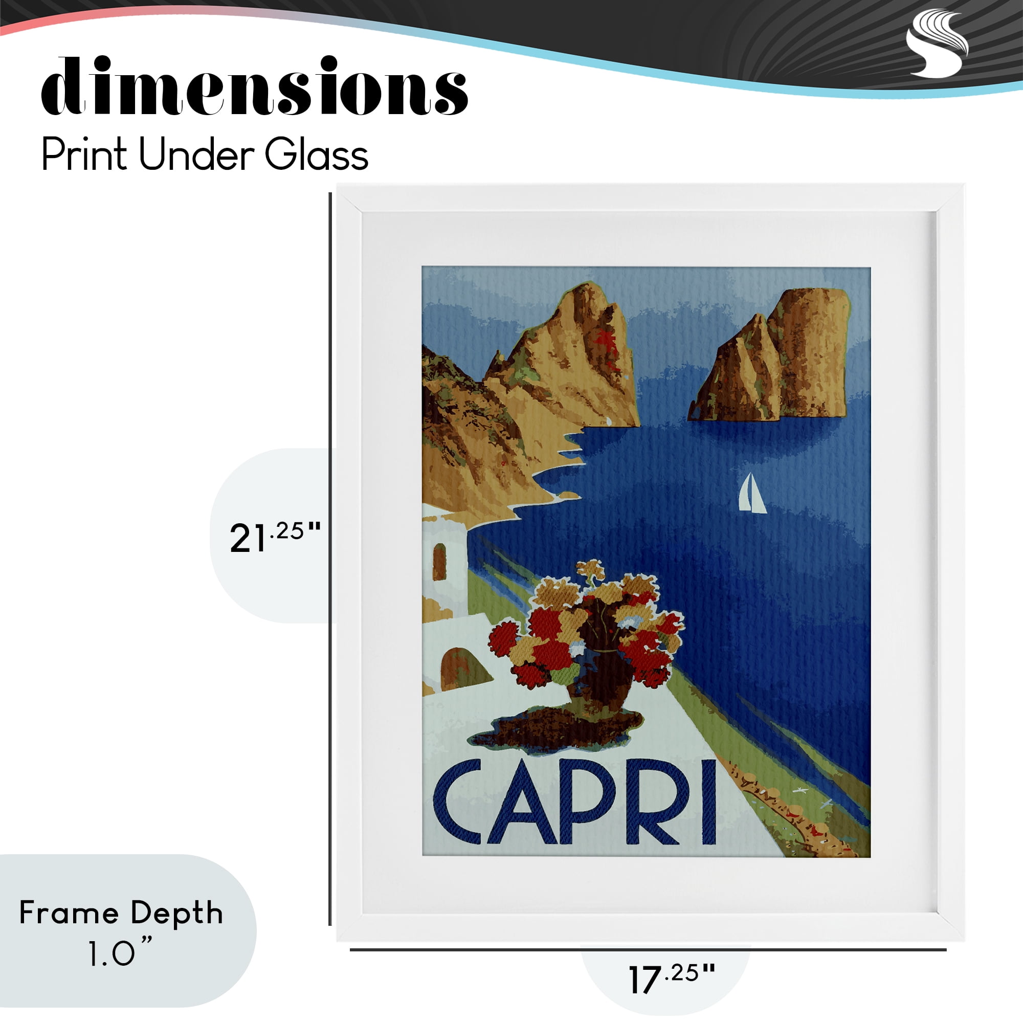 Stupell Industries Capri Island Cliffs White Framed Print Under Glass, design by Lil' Rue