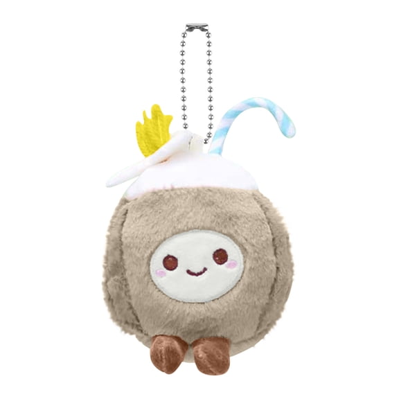 Adorable Brown Coconut Plush Toy, Soft Fruit Stuffed Animal Doll for Boys Girls, Home Decoration and Tropical Party Favors, 4.7-inch A#030 Coffee