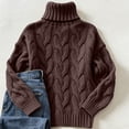 thumbnail image 4 of Fall Sweaters for Women Turtleneck Cable Knit Pullover Tops Fall Winter Soft Cozy High Neck Chunky Cable Knit Jumpers Long Sleeve Clothes, 4 of 5