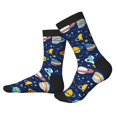 thumbnail image 2 of Rocae Planets and Stars for Adult Socks Casual Athletic Stretchy Loose Socks for Women Men Non-Slip Middle Tube Socks, 2 of 7