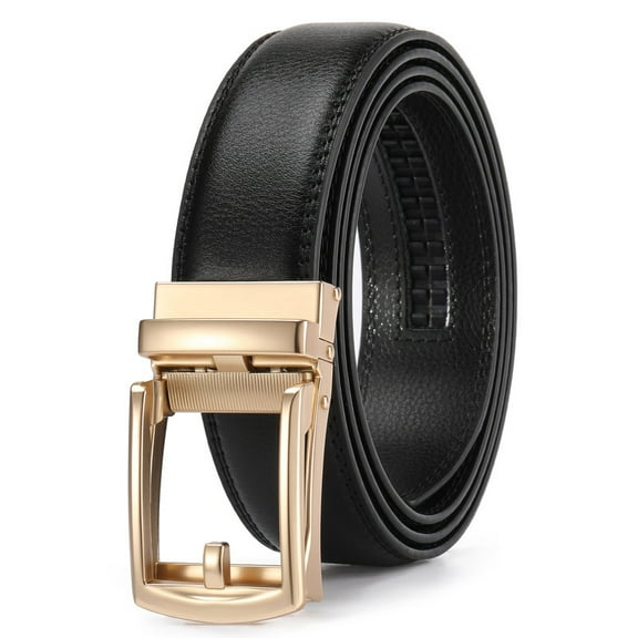 GAEKEAO Ratchet Belt for Men Genuine Leather 1 3/8" - Micro-Adjust Buckle Trim to Fit Dress Belt Casual to Formal Gift Boxed