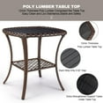 thumbnail image 4 of Outdoor Side Table Patio Wicker Coffee Table Outdoor End Table Rattan Bistro Table with Storage & Poly Lumber Table Top Square for Outside Balcony Porch Poolside Deck Brown, 4 of 7