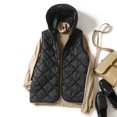thumbnail image 3 of Autumn New Lightweight Warm Down Hooded Vest Women's Temperament Loose Sleeveless Jacket Fuzzy Vests Outdoor Sweaters for Women Womens Heated Vest with Battery Pack Long Sleeveless Cardigan Chambray, 3 of 5