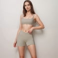 thumbnail image 4 of Women's High Waist V-Cut Active Shorts with Seamless Stretch Compression Fit and Contoured Flattering Silhouette - Off White, X Large, 4 of 7