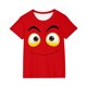 thumbnail image 2 of Blusas y camisas de manga corta con cuello redondo para niños y niñas, color liso, con estampado de expresión linda, manga corta, holgadas y cómodas, blusa para niña, 2 of 6
