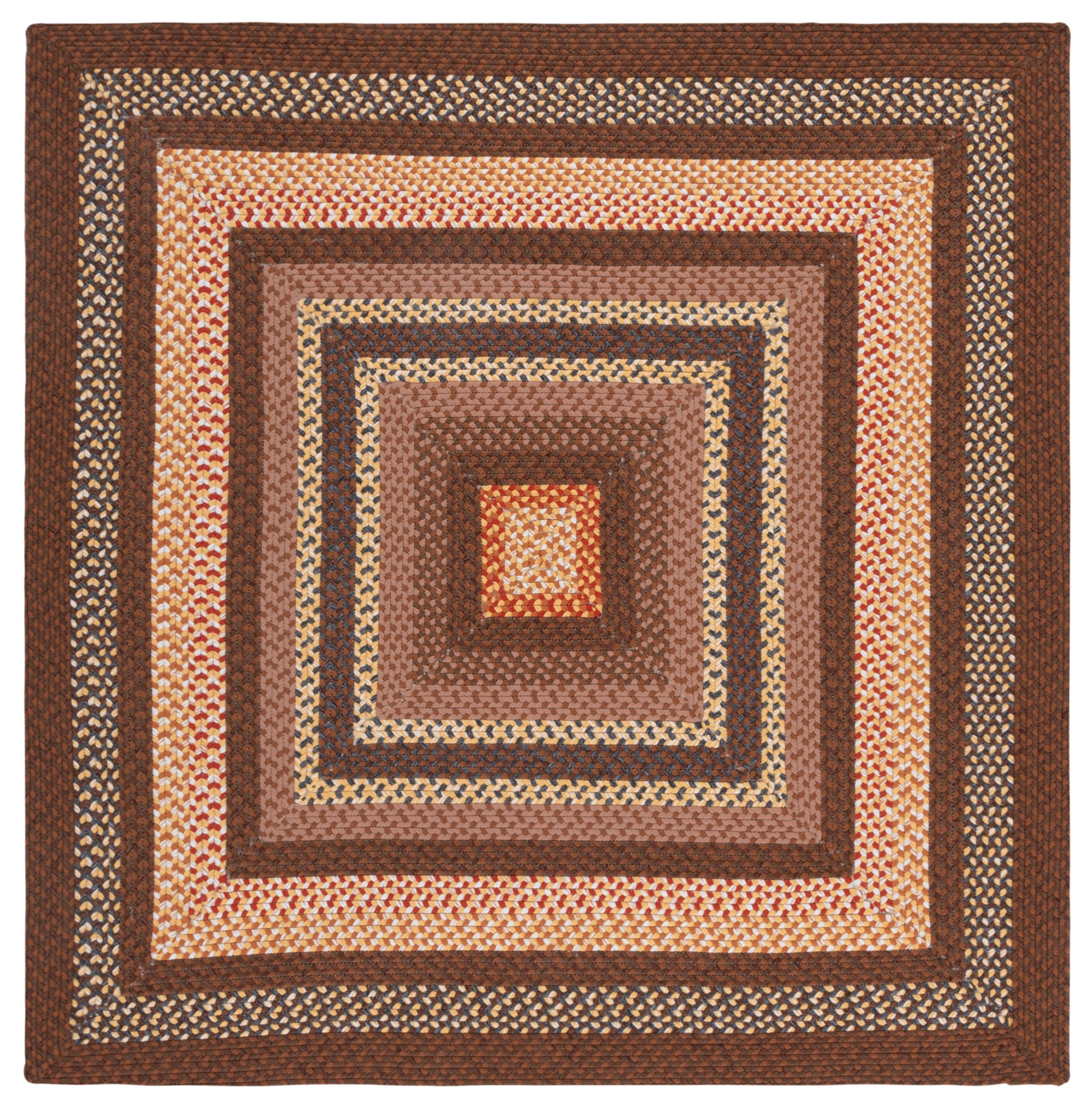 Safavieh Braided Angel Bordered Machine Washable Reversible Area Rug, Brown/Light Brown, 5' x 5' Square