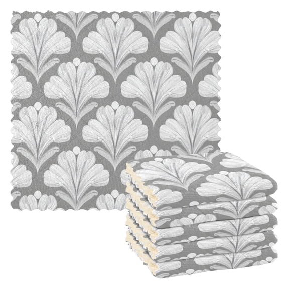 6 Pieces of Kitchen Towels 11x11Inch Kitchen Dish Cloths Kitchen Dish Towels Reuseable Cleaning Cloths White Flowers Pattern