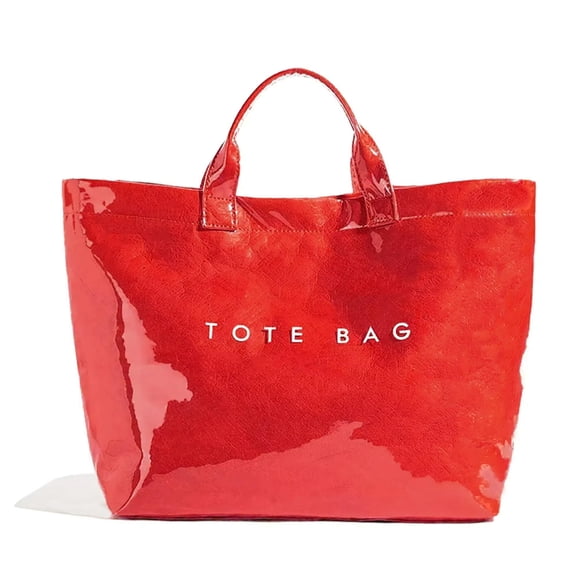 Bolsa de mano Lushandy de PVC para mujer con estampado de letras rojas, impermeable