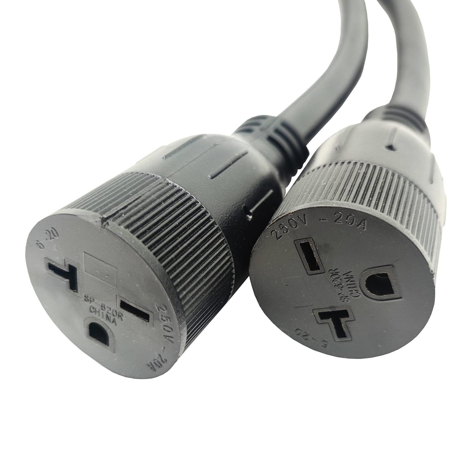 Parkworld 62596A 4-Prong RV Splitter, NEMA 14-50P to 6-20R (T-Blade Also for 6-15R) Dual Outlet (2 Feet)
