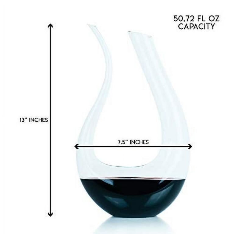 Bordeauxware 50 oz Glass Large Slanted Wine Decanter - Hand-Blown, Crystal - 8 3/4 inch x 8 3/4 inch x 10 1/4 inch - 1 Count Box, Clear