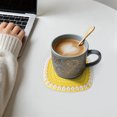 thumbnail image 4 of Unique Bargains 1 Pc Square Pearl Heat Insulation Mat Drink Coaster Yellow Cotton rope, 4 of 5