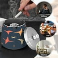 thumbnail image 6 of (9.3*9.3*9.7inch)Ashtray with Lid for Cigarette, Stainless Steel Smokeless Odorless Windproof Ashtrays, for Home Office Tabletop Outside Patio Outdoor Balcony Many Dinosaurs, 6 of 7