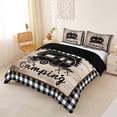thumbnail image 2 of Catabedysis Plaid Camping Bedding,Camper Silhouette Print Duvet Cover Full For Boys,Multicolor,Black Reversible,3-Piece,1 Duvet Cover and 2 Pillowcases, 2 of 6